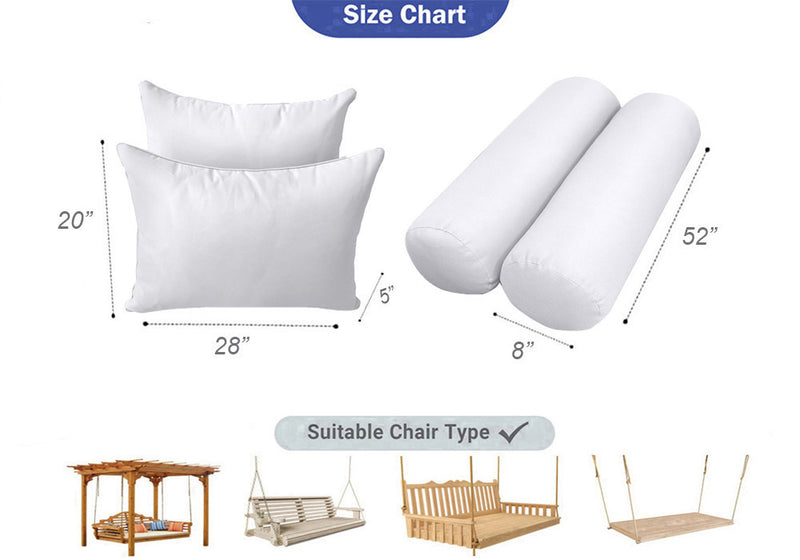 STYLE 4 Pillow & Bolster Cushion for Outdoor Indoor Daybed Porch Swing Bed Full Size Piped Trim AD002 | COVERS ONLY |