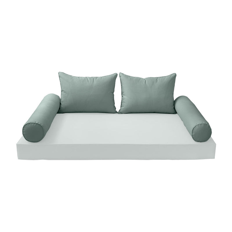 STYLE 4 Pillow & Bolster Cushion for Outdoor Indoor Daybed Porch Swing Bed Full Size Piped Trim AD002 | COVERS ONLY |