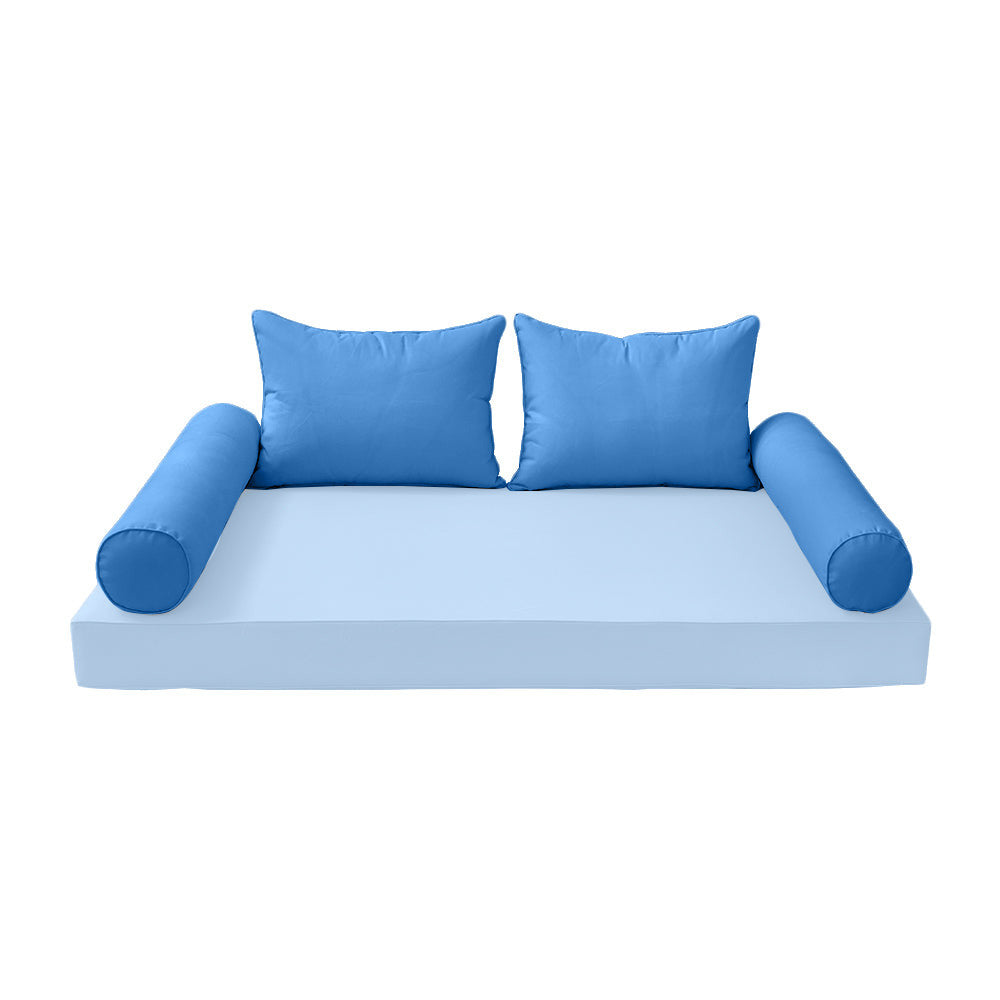 STYLE 4 Pillow & Bolster Cushion for Outdoor Indoor Daybed Porch Swing Bed Full Size Piped Trim AD102 | COVERS ONLY |