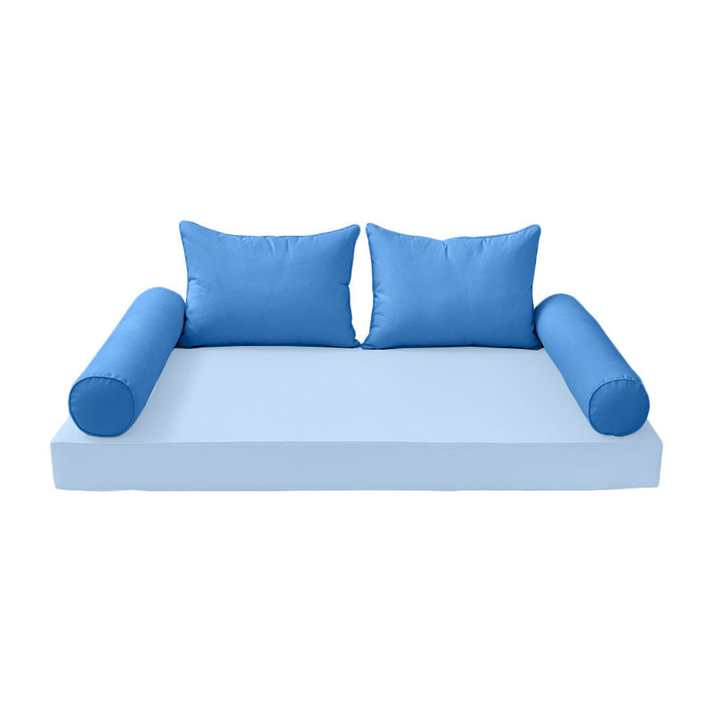 STYLE 4 Pillow & Bolster Cushion for Outdoor Indoor Daybed Porch Swing Bed Full Size Piped Trim AD102 | COVERS ONLY |