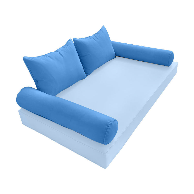 STYLE 4 Pillow & Bolster Cushion for Outdoor Indoor Daybed Porch Swing Bed Full Size Piped Trim AD102 | COVERS ONLY |