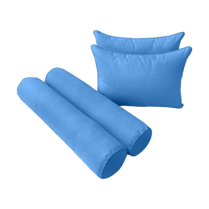 STYLE 4 Pillow & Bolster Cushion for Outdoor Indoor Daybed Porch Swing Bed Full Size Piped Trim AD102 | COVERS ONLY |