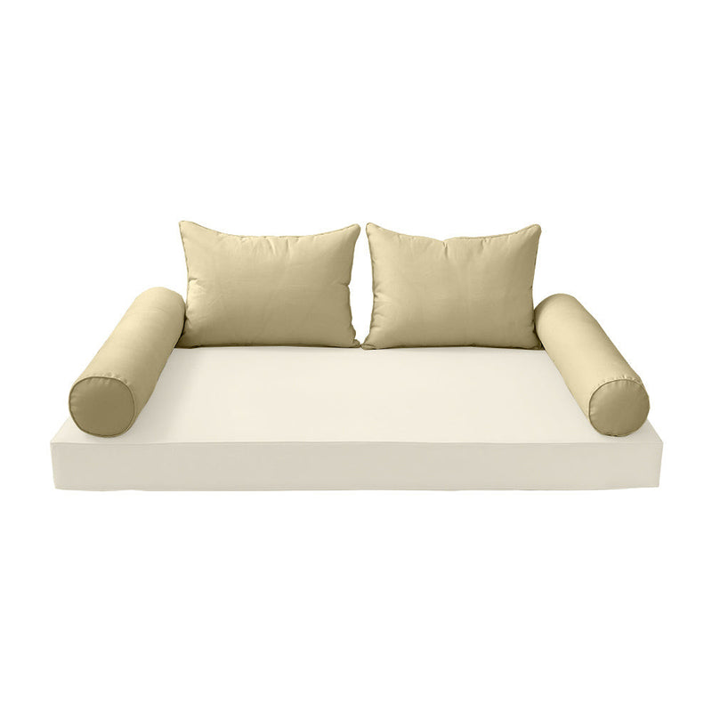 STYLE 4 Pillow & Bolster Cushion for Outdoor Indoor Daybed Porch Swing Bed Full Size Piped Trim AD103 | COVERS ONLY |
