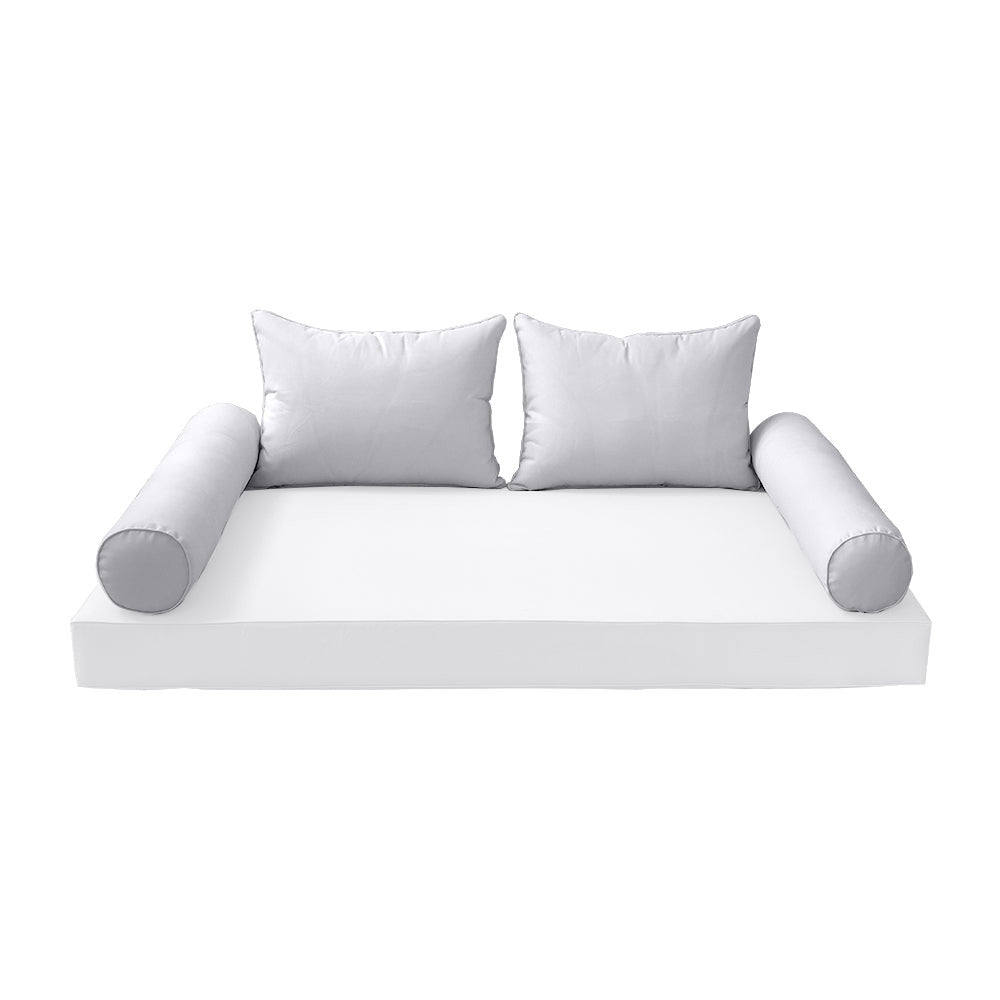 STYLE 4 Pillow & Bolster Cushion for Outdoor Indoor Daybed Porch Swing Bed Full Size Piped Trim AD105 | COVERS ONLY |