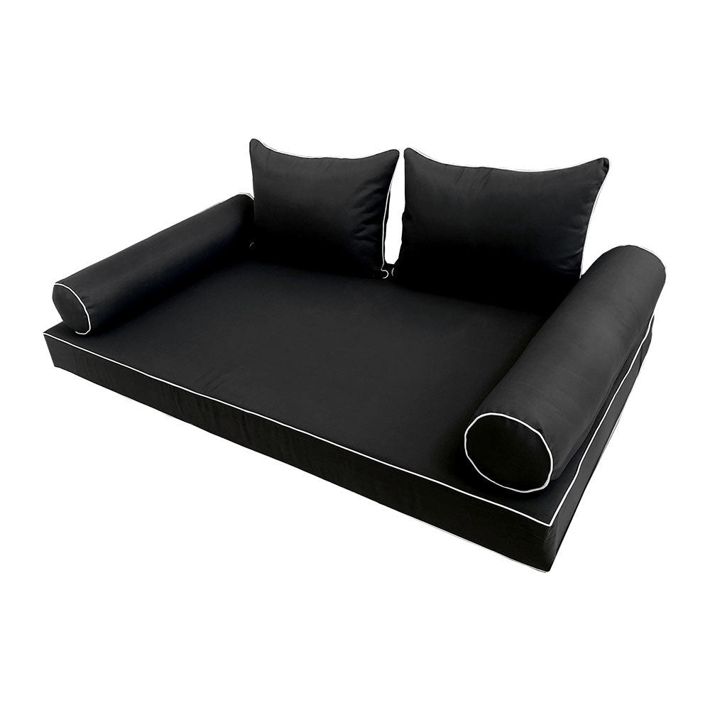 STYLE 4 pillow and bolster cushion set for daybeds, porch swings, or beds – indoor and outdoor use with durable knife-edge design. — cover only