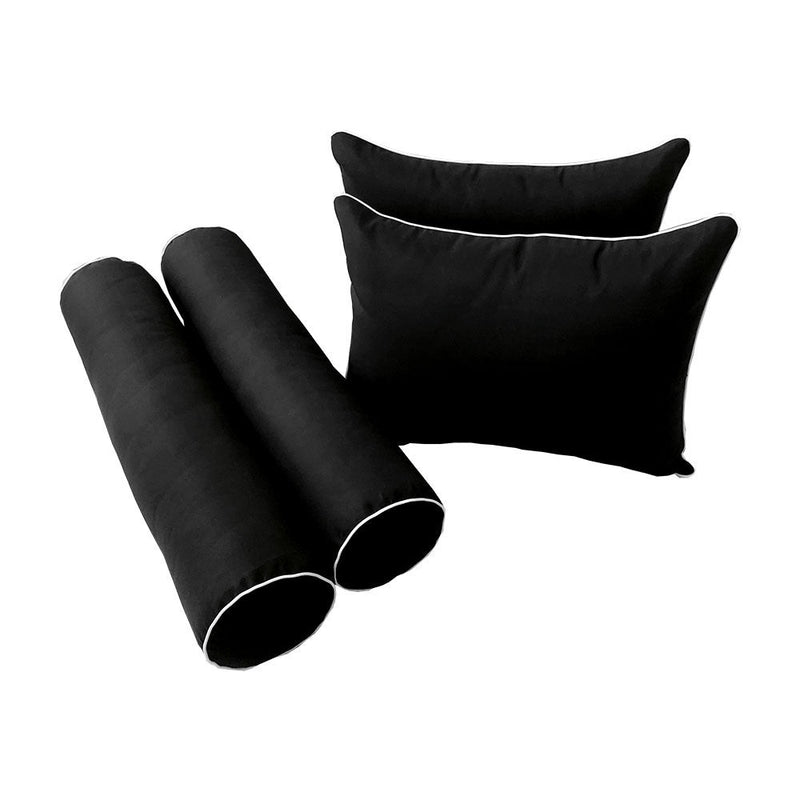 STYLE 4 - Mattress & Pillow Bolster Cushion for Outdoor Indoor Daybed Porch Swing Bed Contrast Trim Full Size AD109 | COVERS ONLY |