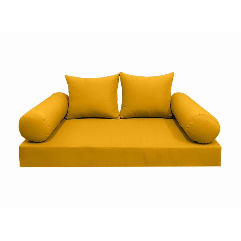 STYLE 4 - Mattress & Pillow Bolster Cushion for Outdoor Indoor Daybed Porch Swing Bed Knife Edge Full Size AD108 | COVERS ONLY |
