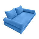 STYLE 4 - Mattress & Pillow Bolster Cushion for Outdoor Indoor Daybed Porch Swing Bed Piped Trim Full Size AD102 | COVERS ONLY |