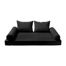 STYLE 4 - Mattress & Pillow Bolster Cushion for Outdoor Indoor Daybed Porch Swing Bed Piped Trim Full Size AD109 | COVERS ONLY |