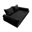 STYLE 4 - Mattress & Pillow Bolster Cushion for Outdoor Indoor Daybed Porch Swing Bed Piped Trim Full Size AD109 | COVERS ONLY |