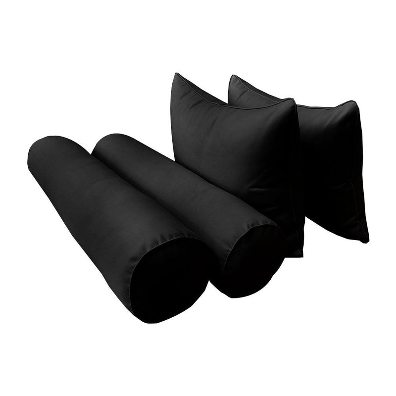 STYLE 4 - Mattress & Pillow Bolster Cushion for Outdoor Indoor Daybed Porch Swing Bed Piped Trim Full Size AD109 | COVERS ONLY |