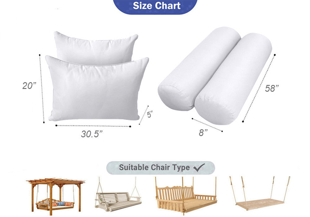 STYLE 4 Pillow & Bolster Cushion for Outdoor Indoor Daybed Porch Swing Bed Queen Size Knife Edge AD109 | COVERS ONLY |