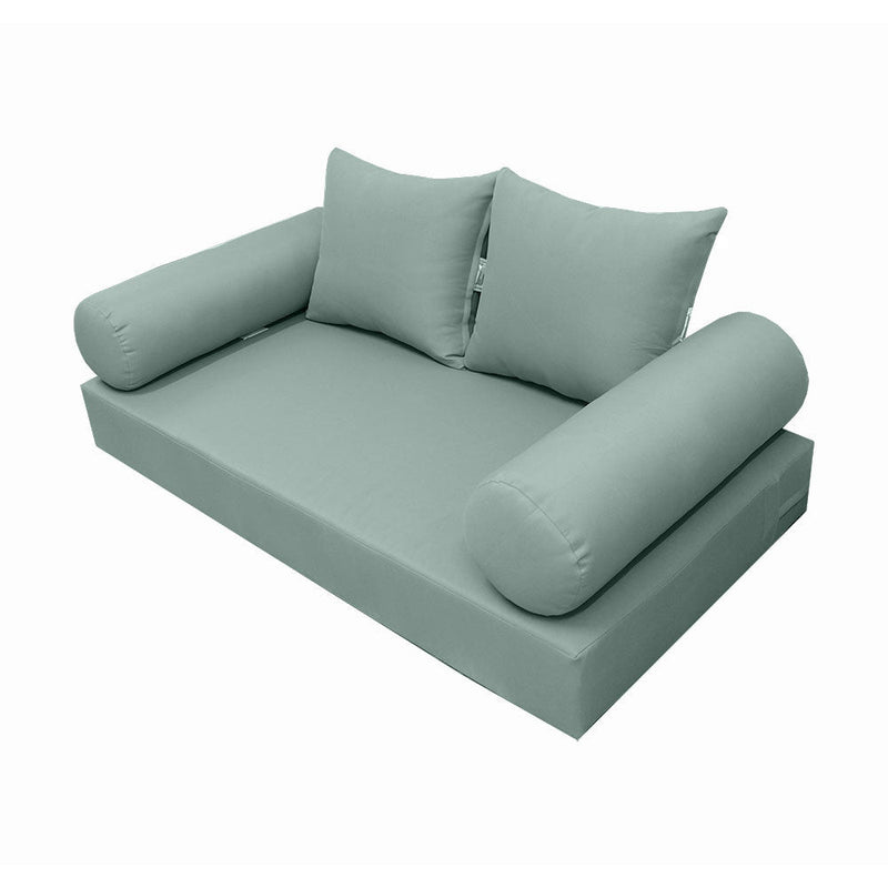 STYLE 4 - Mattress & Pillow Bolster Cushion for Outdoor Indoor Daybed Porch Swing Bed Knife Edge Queen Size AD002 | COVERS ONLY |