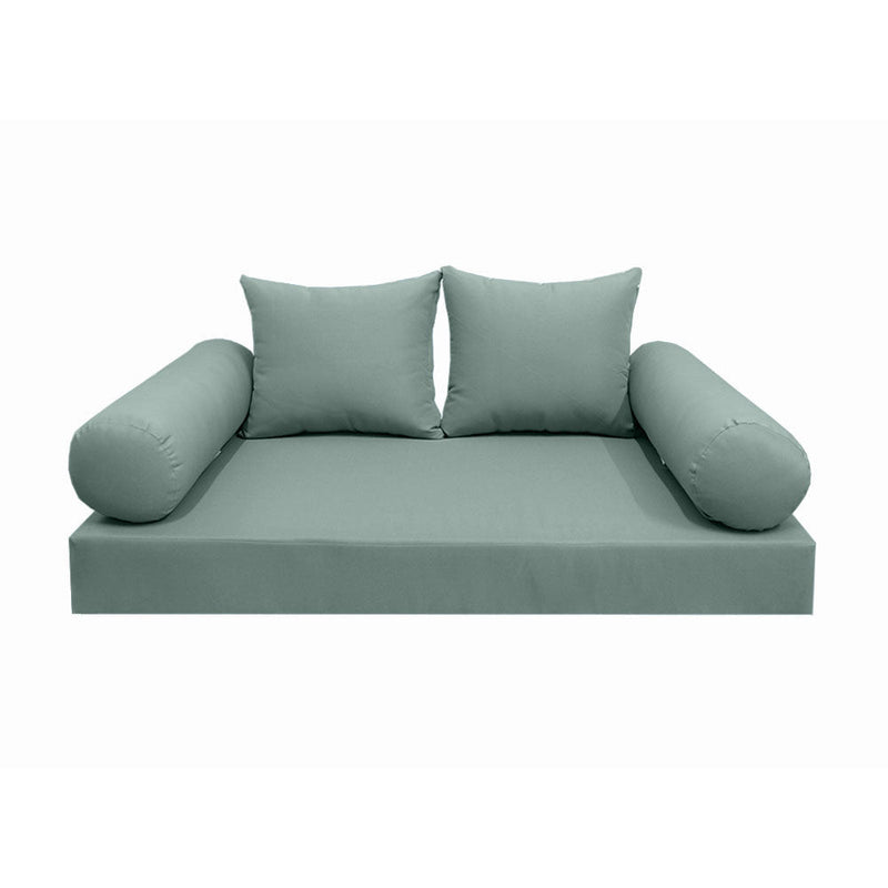 STYLE 4 - Mattress & Pillow Bolster Cushion for Outdoor Indoor Daybed Porch Swing Bed Knife Edge Queen Size AD002 | COVERS ONLY |