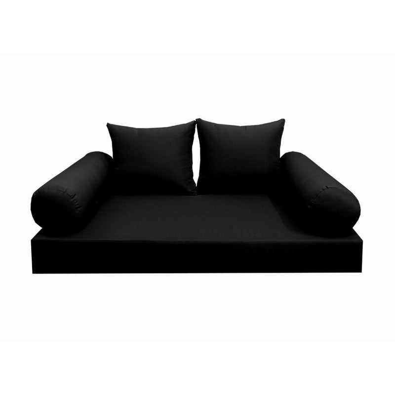 STYLE 4 - Mattress & Pillow Bolster Cushion for Outdoor Indoor Daybed Porch Swing Bed Knife Edge Queen Size AD109 | COVERS ONLY |