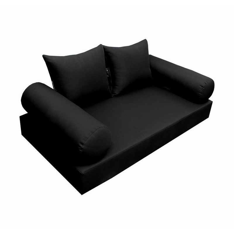STYLE 4 - Mattress & Pillow Bolster Cushion for Outdoor Indoor Daybed Porch Swing Bed Knife Edge Queen Size AD109 | COVERS ONLY |