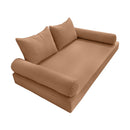 STYLE 4 - Mattress & Pillow Bolster Cushion for Outdoor Indoor Daybed Porch Swing Bed Piped Trim Queen Size AD104 | COVERS ONLY |