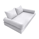 STYLE 4 - Mattress & Pillow Bolster Cushion for Outdoor Indoor Daybed Porch Swing Bed Piped Trim Queen Size AD105 | COVERS ONLY |