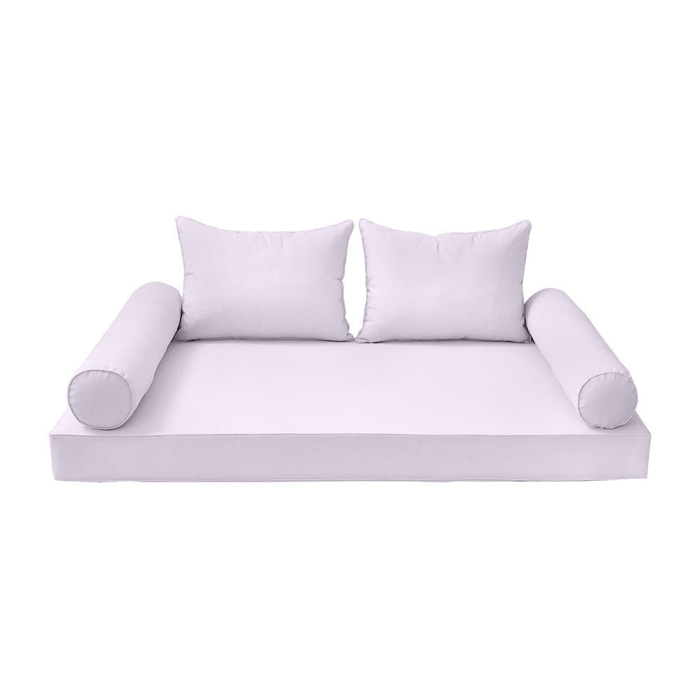 STYLE 4 - Mattress & Pillow Bolster Cushion for Outdoor Indoor Daybed Porch Swing Bed Piped Trim Queen Size AD107 | COVERS ONLY |