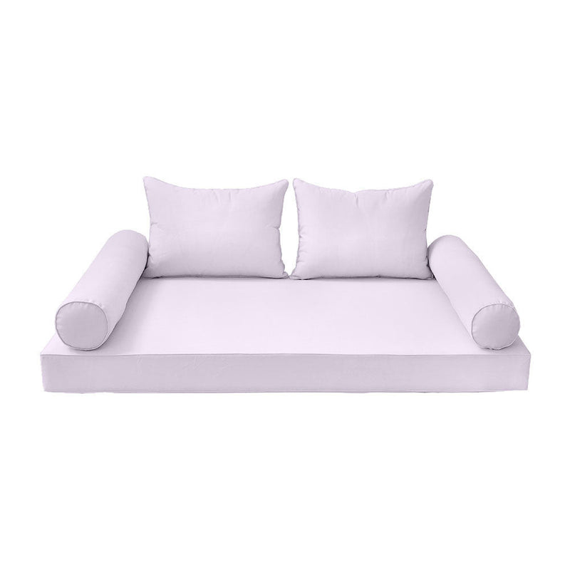 STYLE 4 - Mattress & Pillow Bolster Cushion for Outdoor Indoor Daybed Porch Swing Bed Piped Trim Queen Size AD107 | COVERS ONLY |