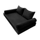 STYLE 4 - Mattress & Pillow Bolster Cushion for Outdoor Indoor Daybed Porch Swing Bed Piped Trim Queen Size AD109 | COVERS ONLY |