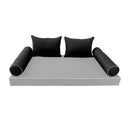 Modern outdoor daybed cushion set with two bolsters and two pillows, ideal for patio, porch, or indoor lounge spaces. — cover only