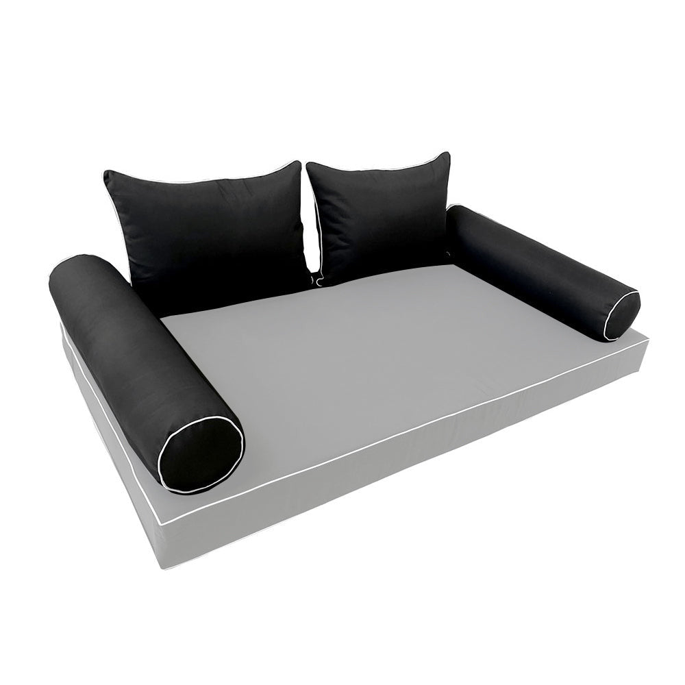 Elegant cushion and bolster set featuring refined craftsmanship and knife-edge detailing, designed for versatile indoor and outdoor comfort.