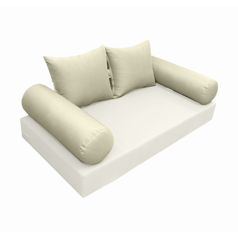 STYLE 4 Pillow & Bolster Cushion for Outdoor Indoor Daybed Porch Swing Bed Twin Size Knife Edge AD005 | COVERS ONLY |