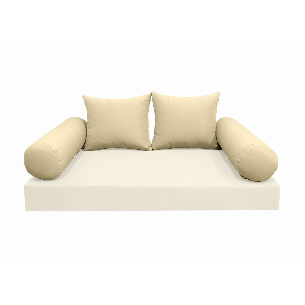 Modern outdoor daybed cushion set with two bolsters and two pillows, ideal for patio, porch, or indoor lounge spaces. — cover only