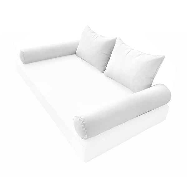 STYLE 4 Pillow & Bolster Cushion for Outdoor Indoor Daybed Porch Swing Bed Twin Size Piped Trim AD106 | COVERS ONLY |