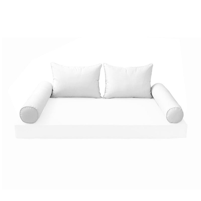 STYLE 4 Pillow & Bolster Cushion for Outdoor Indoor Daybed Porch Swing Bed Twin Size Piped Trim AD106 | COVERS ONLY |