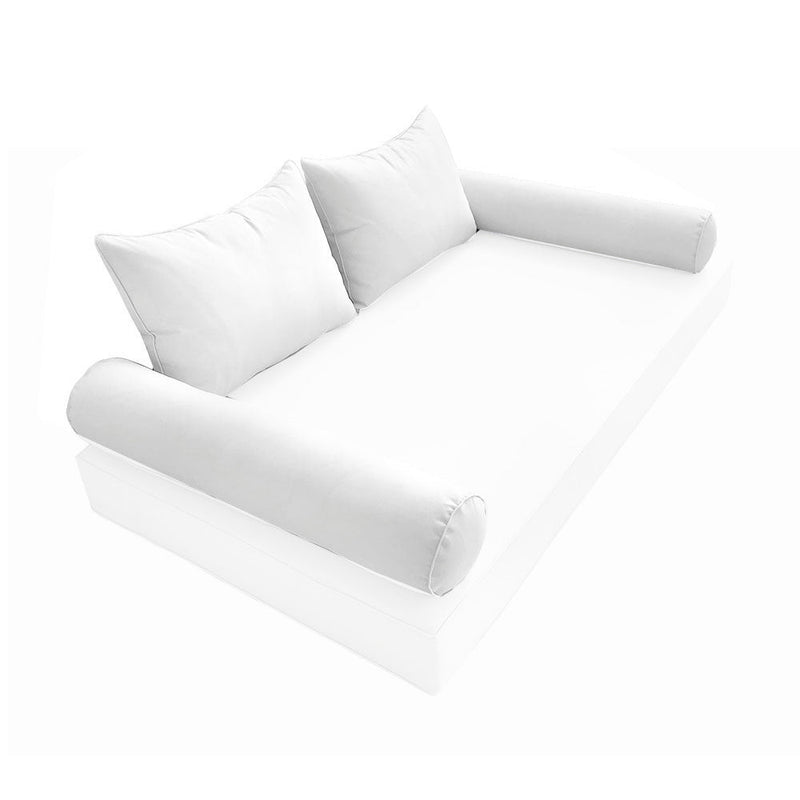 STYLE 4 Pillow & Bolster Cushion for Outdoor Indoor Daybed Porch Swing Bed Twin Size Piped Trim AD106 | COVERS ONLY |