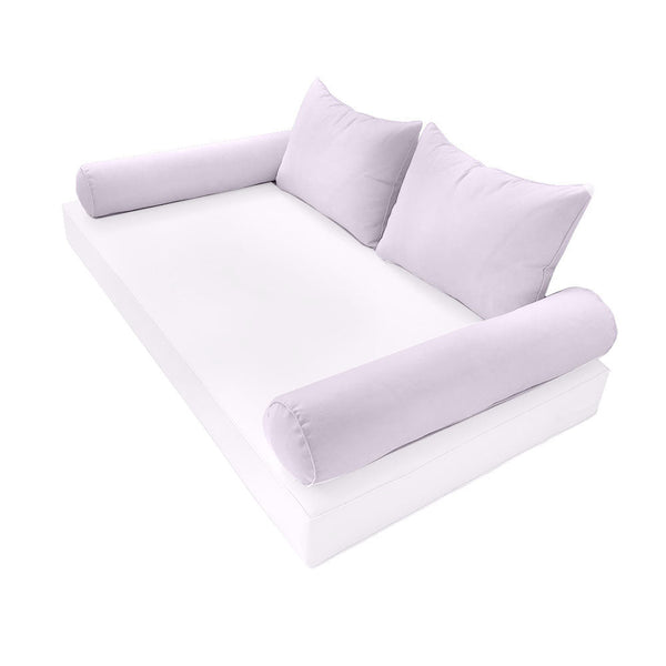 STYLE 4 Pillow & Bolster Cushion for Outdoor Indoor Daybed Porch Swing Bed Twin Size Piped Trim AD107 | COVERS ONLY |