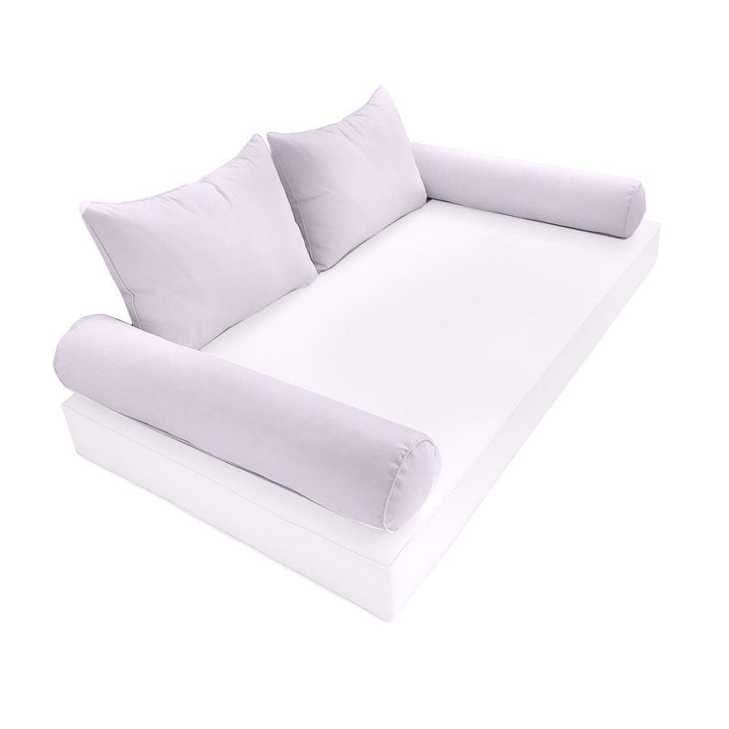 STYLE 4 Pillow & Bolster Cushion for Outdoor Indoor Daybed Porch Swing Bed Twin Size Piped Trim AD107 | COVERS ONLY |