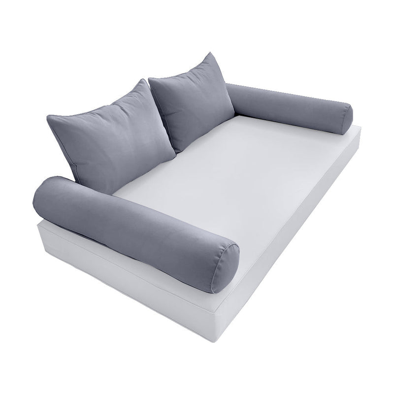 STYLE 4 Pillow & Bolster Cushion for Outdoor Indoor Daybed Porch Swing Bed Twin Size Piped Trim AD001 | COVERS ONLY |