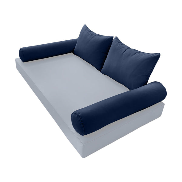 STYLE 4 Pillow & Bolster Cushion for Outdoor Indoor Daybed Porch Swing Bed Twin Size Piped Trim AD101 | COVERS ONLY |