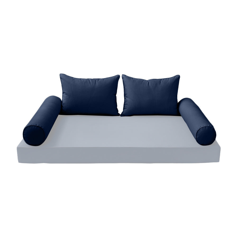 STYLE 4 Pillow & Bolster Cushion for Outdoor Indoor Daybed Porch Swing Bed Twin Size Piped Trim AD101 | COVERS ONLY |