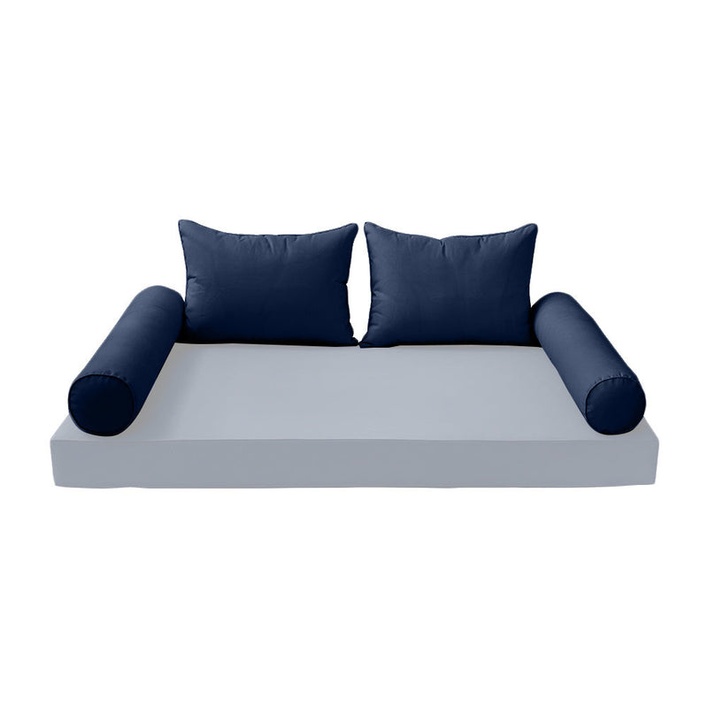 STYLE 4 Pillow & Bolster Cushion for Outdoor Indoor Daybed Porch Swing Bed Twin Size Piped Trim AD101 | COVERS ONLY |
