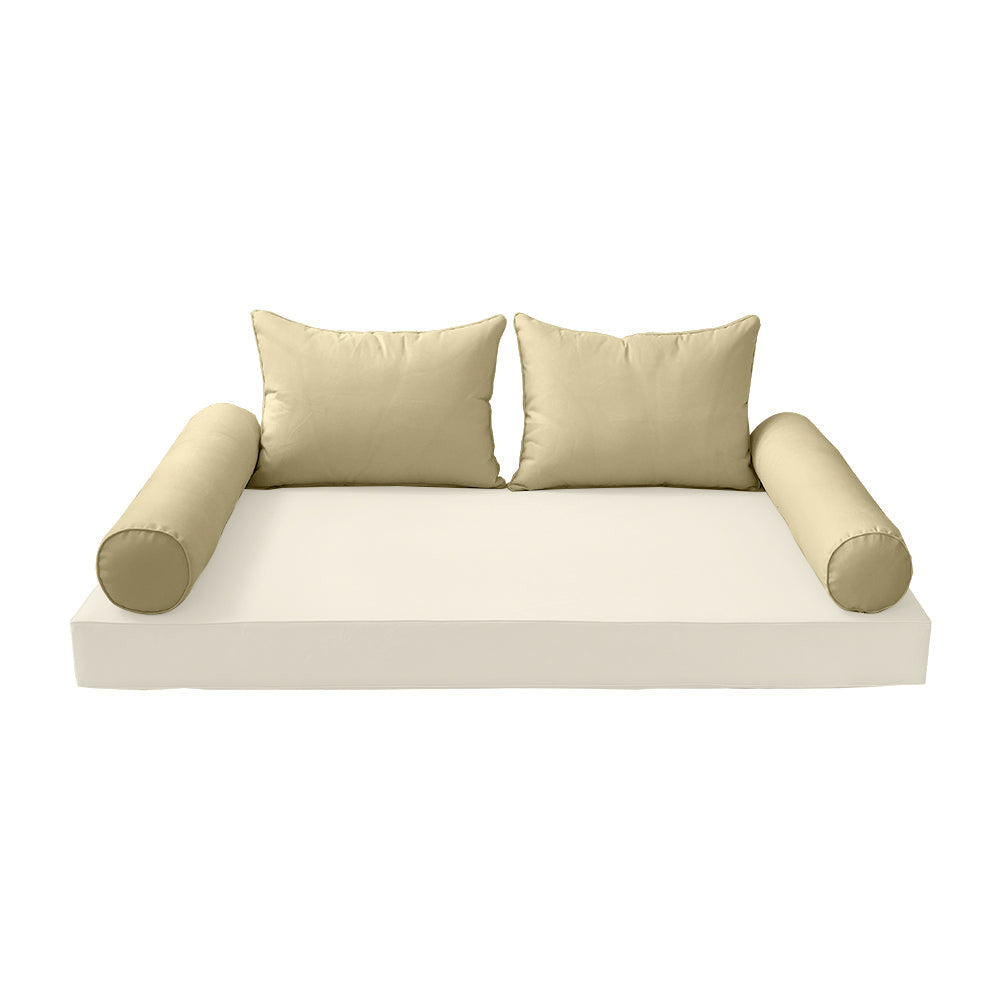 STYLE 4 Pillow & Bolster Cushion for Outdoor Indoor Daybed Porch Swing Bed Twin Size Piped Trim AD103 | COVERS ONLY |