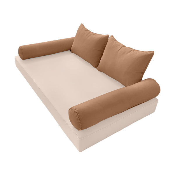 STYLE 4 Pillow & Bolster Cushion for Outdoor Indoor Daybed Porch Swing Bed Twin Size Piped Trim AD104 | COVERS ONLY |