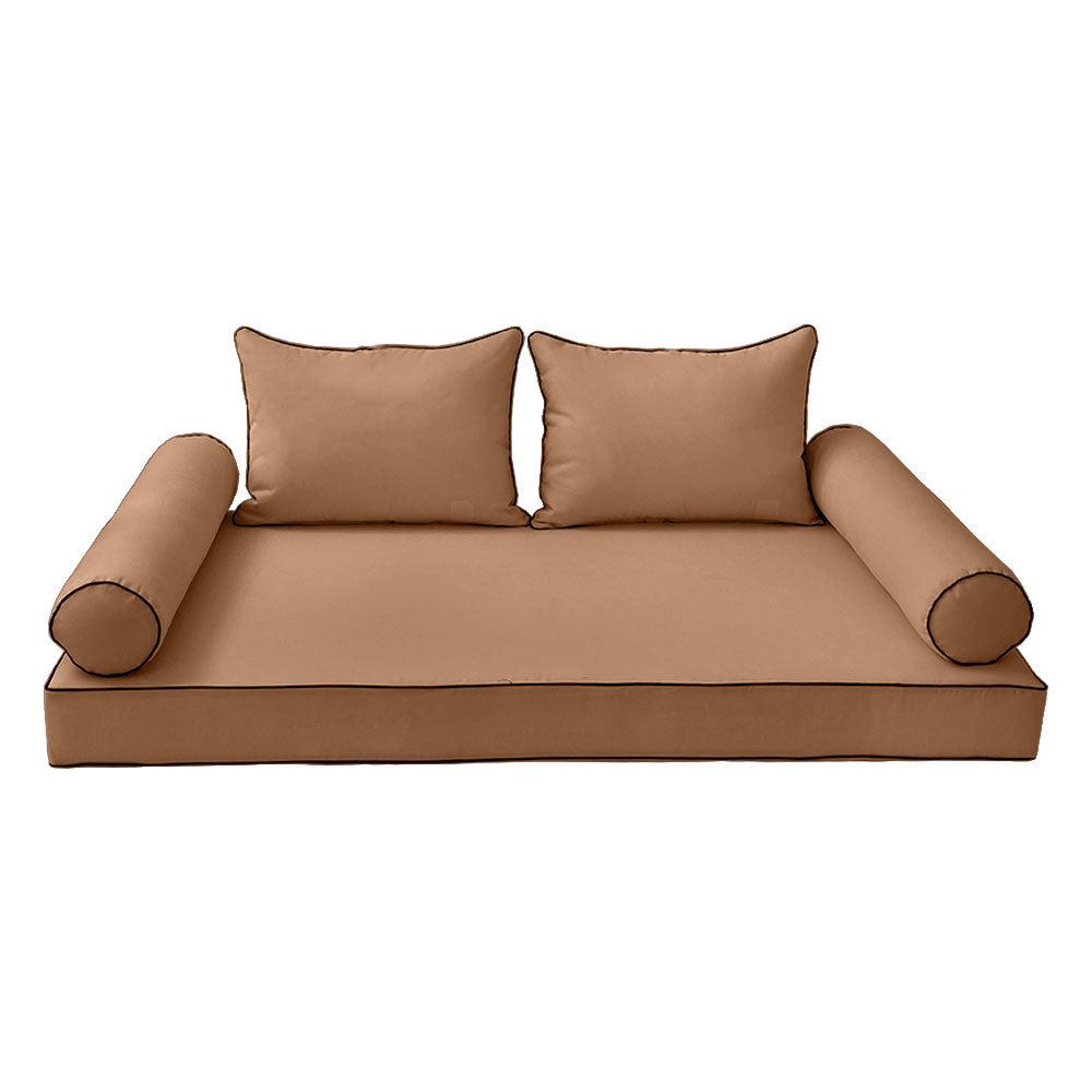 Modern outdoor daybed cushion set with two bolsters and two pillows, ideal for patio, porch, or indoor lounge spaces. — cover only