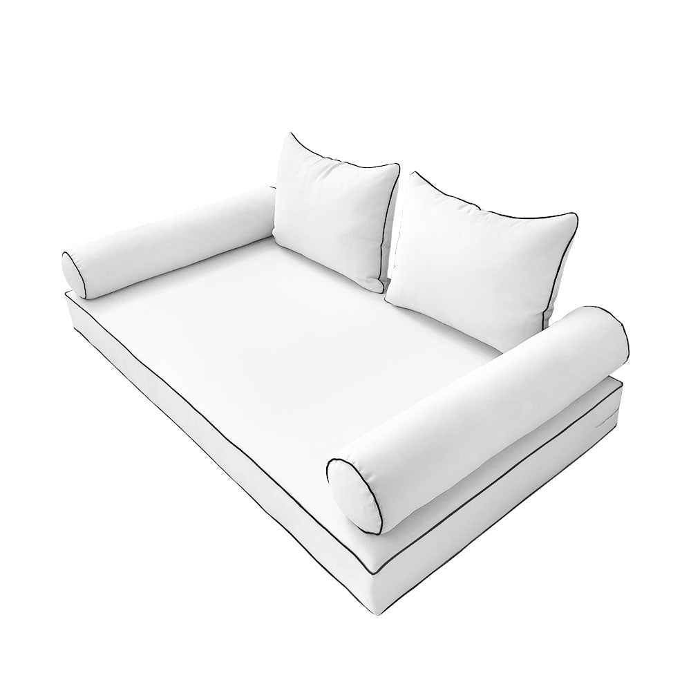 STYLE 4 pillow and bolster cushion set for daybeds, porch swings, or beds – indoor and outdoor use with durable knife-edge design. — cover only