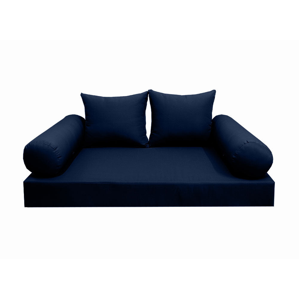 Modern outdoor daybed cushion set with two bolsters and two pillows, ideal for patio, porch, or indoor lounge spaces. — cover only