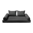 STYLE 4 - Mattress & Pillow Bolster Cushion for Outdoor Indoor Daybed Porch Swing Bed Piped Trim Twin Size AD003 | COVERS ONLY |