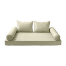 STYLE 4 - Mattress & Pillow Bolster Cushion for Outdoor Indoor Daybed Porch Swing Bed Piped Trim Twin Size AD005 | COVERS ONLY |