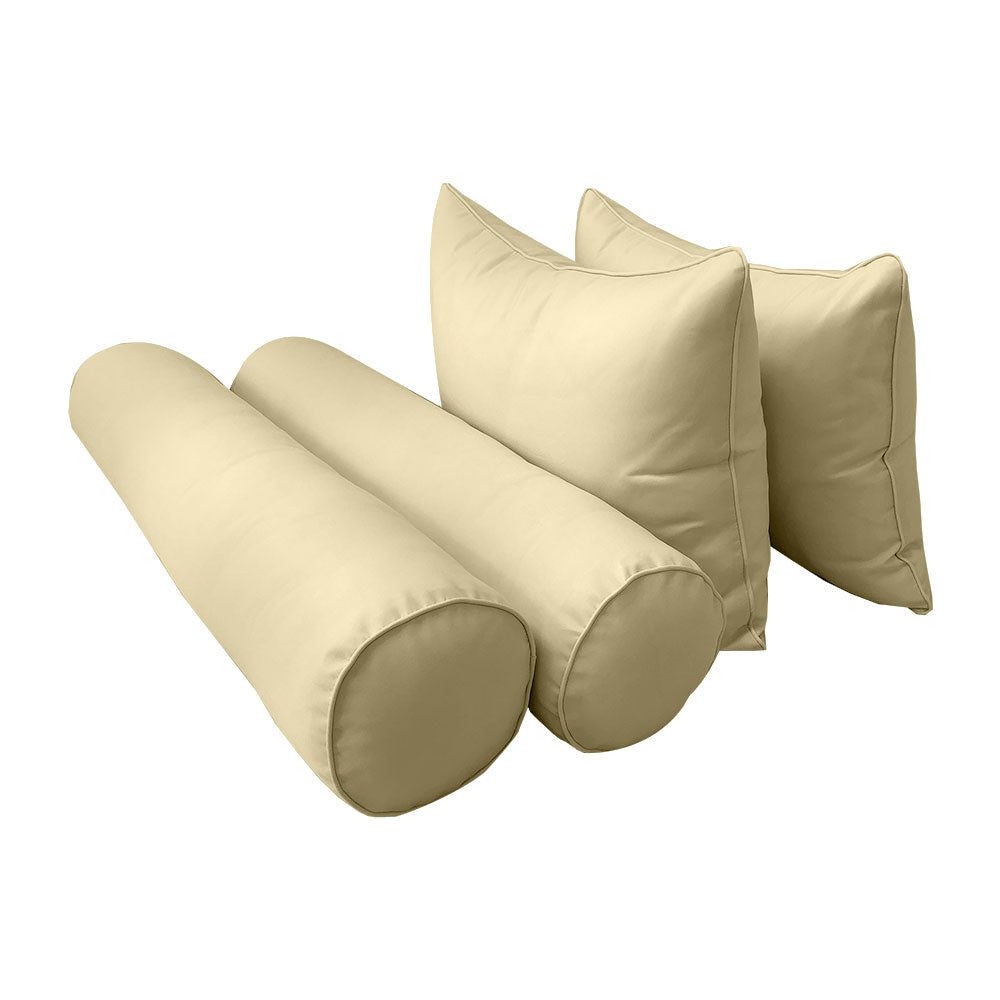 STYLE 4 - Mattress & Pillow Bolster Cushion for Outdoor Indoor Daybed Porch Swing Bed Piped Trim Twin Size AD103 | COVERS ONLY |