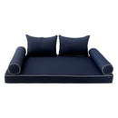 Modern outdoor daybed cushion set with two bolsters and two pillows, ideal for patio, porch, or indoor lounge spaces. — cover only