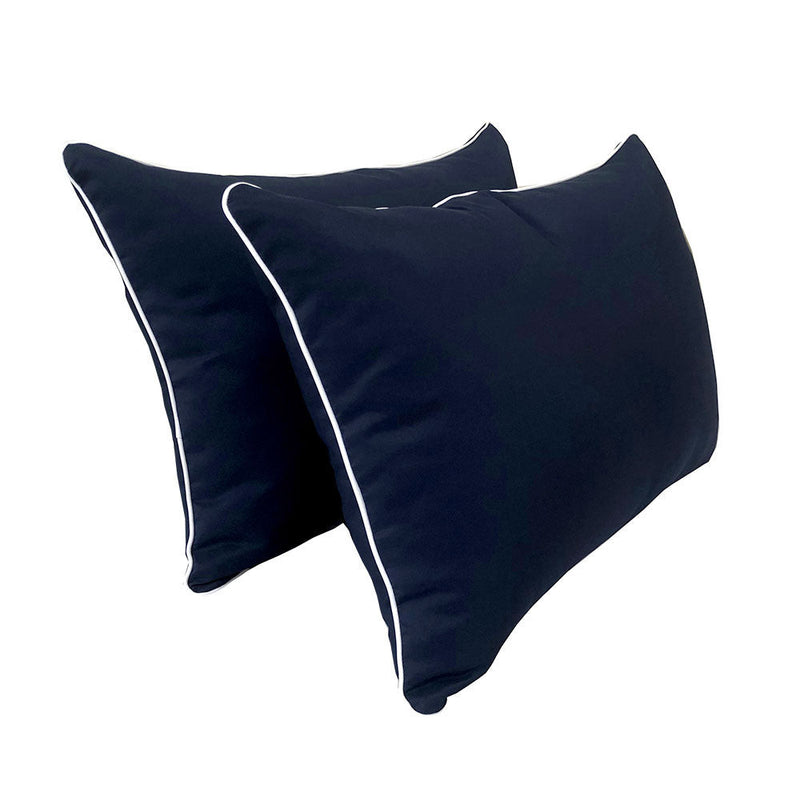 STYLE 4 - Mattress & Pillow Bolster Cushion for Outdoor Indoor Daybed Porch Swing Bed Contrast Trim Twin-XL Size AD101 | COVERS ONLY |