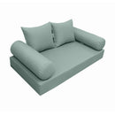 Elegant cushion and bolster set featuring refined craftsmanship and knife-edge detailing, designed for versatile indoor and outdoor comfort.