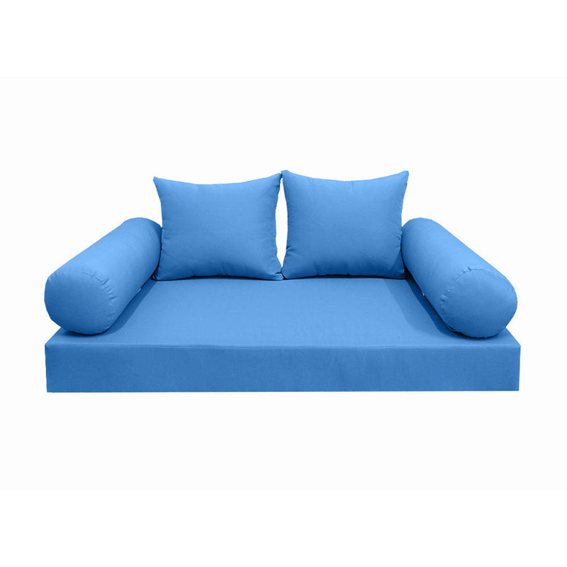 STYLE 4 - Mattress & Pillow Bolster Cushion for Outdoor Indoor Daybed Porch Swing Bed Knife Edge Twin-XL Size AD102 | COVERS ONLY |